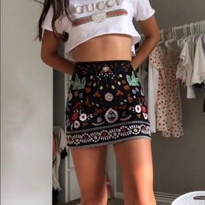 Embroidered Black mini skirt